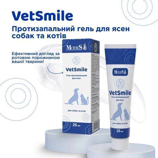 Ветсмайл (VetSmile) гель протизапальний для ясен (для собак та котів), 25 мл, MODES ЗС000410 фото