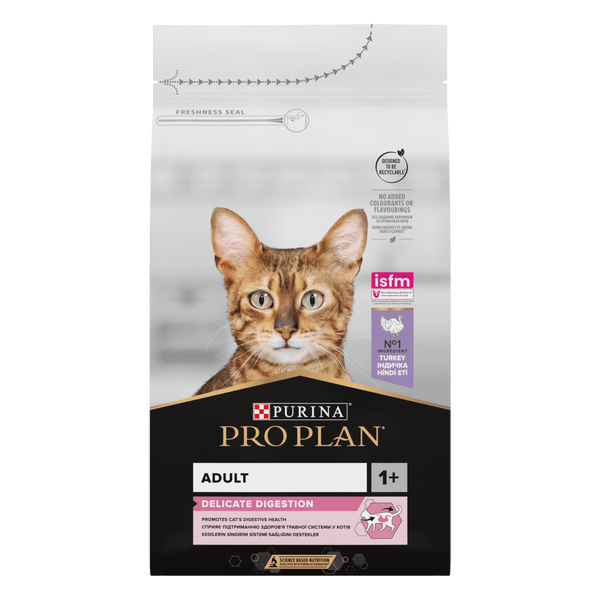 Сухой корм ProPlan Delicate для взрослых кошек с чувствительным пищеварением или требовательных к еде, с индейкой 1,5 кг 12371117 фото