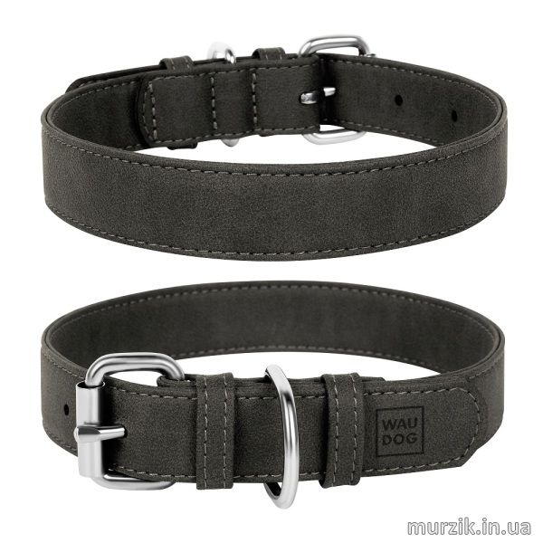 Ошейник для собак, CoLLaR WAUDOG Eco, эко-кожа, металлическая пряжка, 27-36 см / 15 мм, серый 41456402 фото