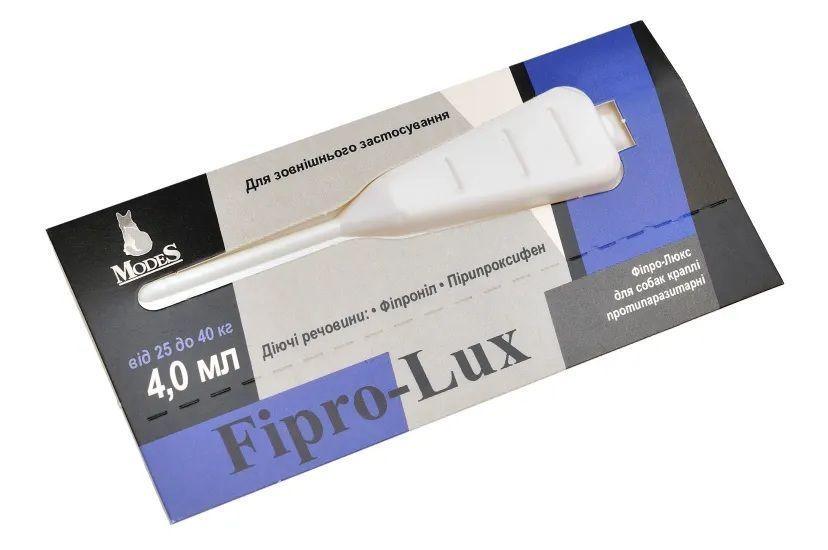 Фіпро-Люкс (Fipro-Lux) протипаразитарні краплі для собак 25-40 кг, 4 мл, MODES (від бліх, від кліщів) ЗС000218 фото