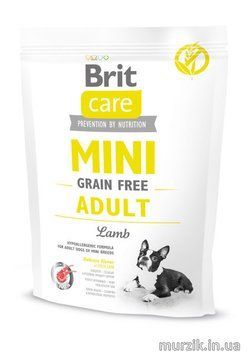 Сухий корм Brit Care GF Mini для дорослих собак мініатюрних порід, з ягням, 400 г 170771 фото