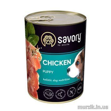 Вологий корм Savory для цуценят усіх порід, з куркою, 400 г 30556 фото