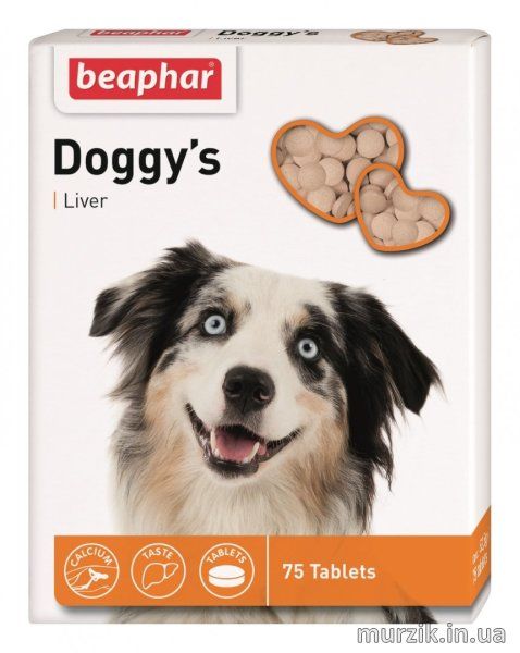 Витаминизированные лакомства Beaphar Doggy&#39;s+Liver Беафар для собак со вкусом печени 75 табл. 1971699 фото