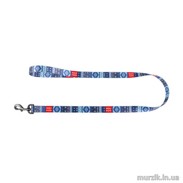 Поводок для собак Collar WAUDOG Nylon с рисунком "Этно синий", нейлон, 122 см / 15 мм 41456913 фото