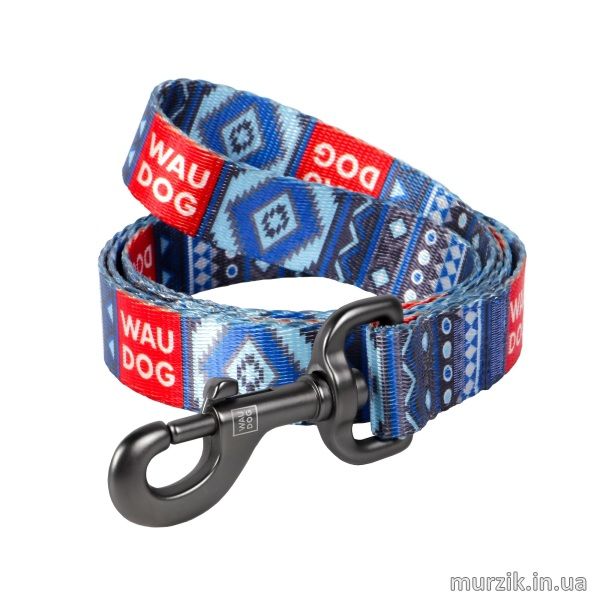 Поводок для собак Collar WAUDOG Nylon с рисунком "Этно синий", нейлон, 122 см / 15 мм 41456913 фото