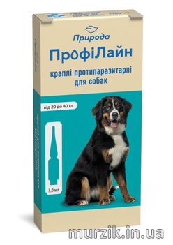 Капли на холку от блох и клещей "Профилайн" для собак 20кг-40кг (4 пипетки*3,0мл) 32563375 фото