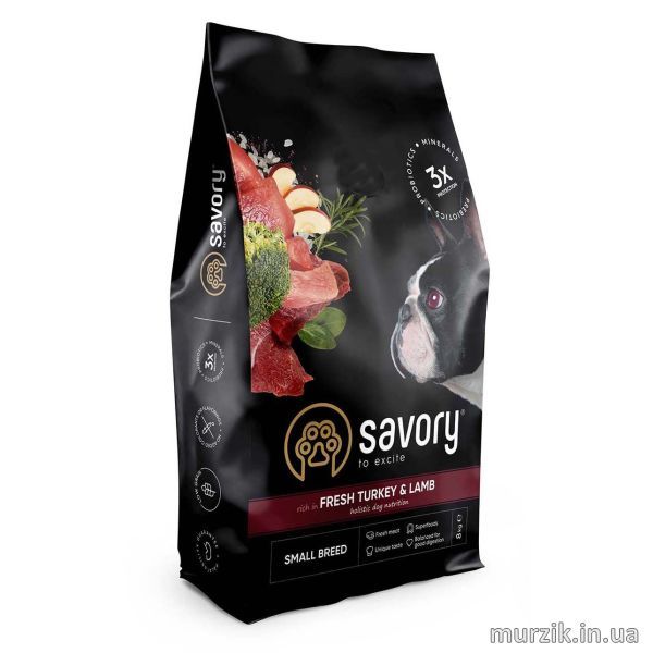 Сухой корм Savory Small для собак малых пород, со свежим ягненком и индейкой, 1 кг 30341 фото