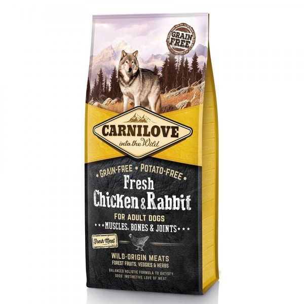 Сухий корм Carnilove Fresh Chicken & Rabbit для дорослих собак всіх порід, курка та кролик, 12 кг 170868 фото