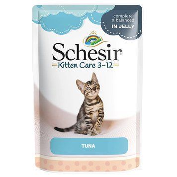 Schesir Kitten Care Tuna ШЕЗІР ТУНЕЦЬ ДЛЯ КОШЕНЯТ натуральні консерви в желе для кошенят, вологий корм, пауч 85г , 0.085 кг. 171030 фото