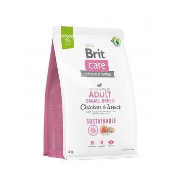 Сухий корм Brit Care Dog Sustainable Adult Small Breed для собак малих порід, з куркою та комахами, 3 кг 172173 фото