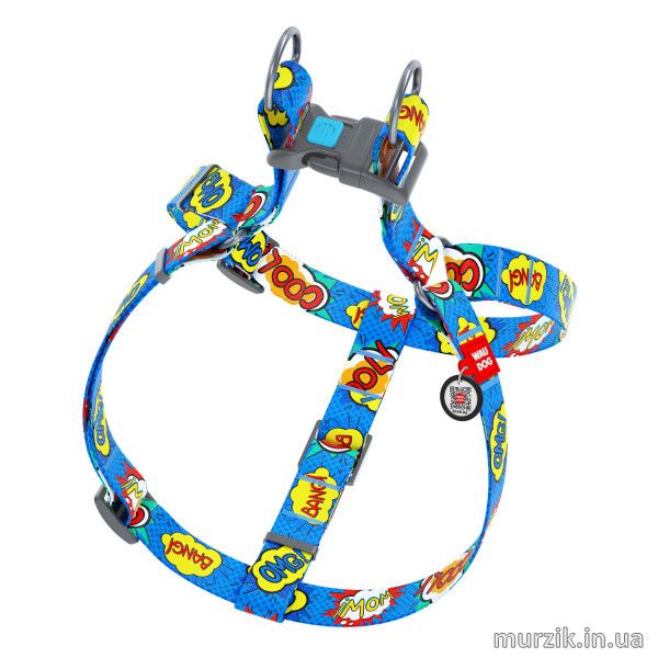 Шлея для собак Collar WAUDOG Nylon с рисунком "ВАУ", нейлон, 40-55 см 42075251 фото