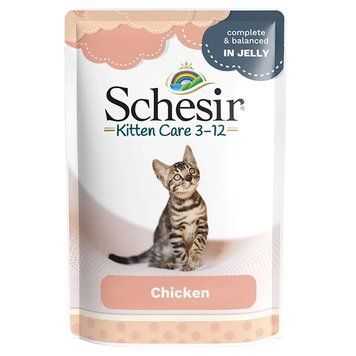 Schesir Kitten Care Chicken ШЕЗІР ФІЛЕ КУРКИ ДЛЯ КОШЕНЯТ натуральні консерви в желе для кошенят, вологий корм, пауч 85г , 0.085 кг. 171047 фото