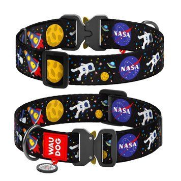 Нашийник для собак нейлоновий WAUDOG Nylon з QR паспортом, малюнок "NASA", металева пряжка-фастекс, XXL, Ш 35 мм, Д 46-70 см 4535-0047 фото