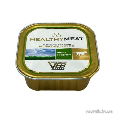 Влажный корм HEALTHY Meat для собак монопротеиновий паштет , утка с зеленой фасолью 150 г / 22 шт 42070851 фото