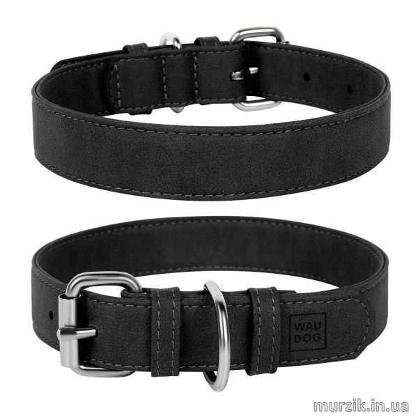 Ошейник для собак, CoLLaR WAUDOG Eco, эко-кожа, металлическая пряжка, 30-39 см / 15 мм, черный 41456406 фото