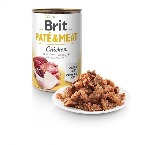 Вологий корм Brit Care Pate & Meat для собак, з куркою, 400 г 100073 фото