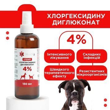 Спрей антисептичний на основі хлоргексидину диглюконату для тварин (4%) 150 мл, MODES ЗС000419 фото