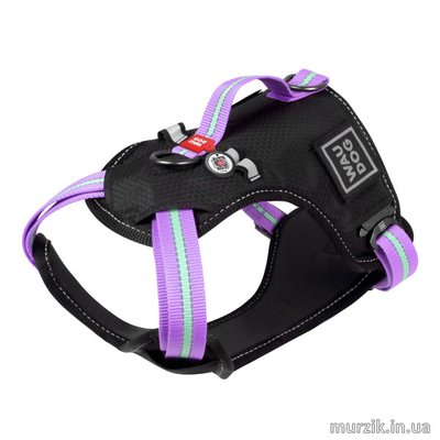 Шлея для собак Collar WAUDOG Nylon, безопасная, металлическая пряжка-фастекс, нейлон, фиолетовая, 55-65 см 41496437 фото