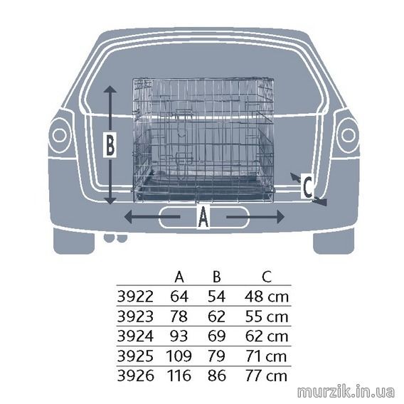 Клетка металлическая для собак в автомобиль 116*77*86 см 1460112 фото