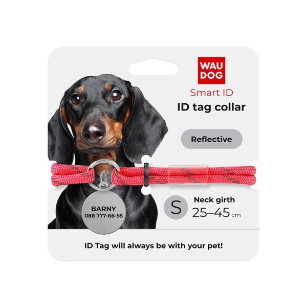 Шнурок для адресника из паракорда WAUDOG Smart ID, светоотражающий, S, Д 4 мм, Дл 25-45 см розовый 60385 фото