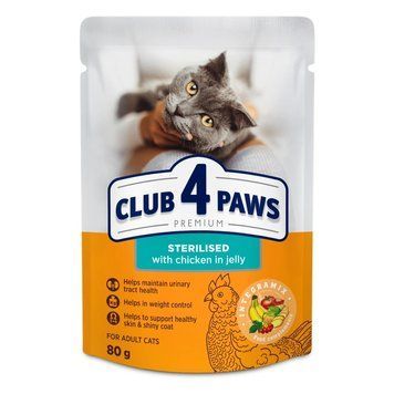 Клуб 4 Лапы CLUB 4 PAWS - влажный корм с курицей для взрослых стерилизованных кошек 0,08 кг B5610711 фото