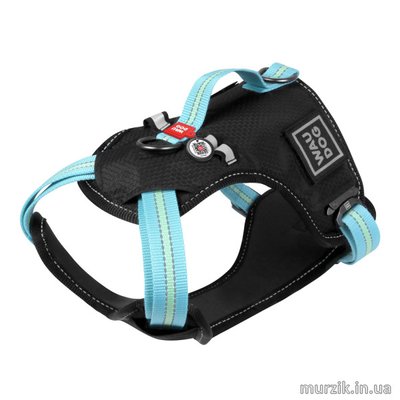 Шлея для собак Collar WAUDOG Nylon, безопасная, металлическая пряжка-фастекс, нейлон, голубая, 60-80 см 41496446 фото