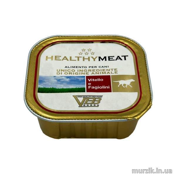 Влажный корм HEALTHY Meat для собак монопротеиновий паштет , телятина с зеленой фасолью 150 г / 22 шт 42070854 фото