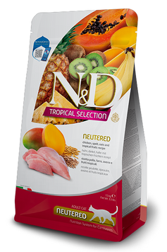 Сухий корм для кастрованих котів Farmina N&D Tropical Selection, Chicken, spelt, oats and tropical fruits Neutered Adult, з куркою і тропічними фруктами, 10 кг 183 860 фото