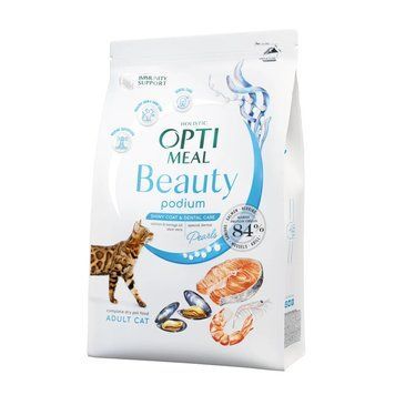 Сухий корм Optimeal Beauty з морепродуктами для догляду за шерстю та зубами у дорослих котів 4 кг B1842201 фото