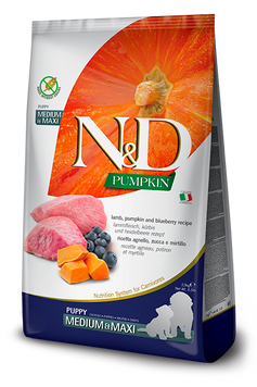 Сухой корм для собак Farmina N&D Grain Free Pumpkin Lamb & Blueberry, с ягнёнком и черникой, для щенков средних и крупных пород, 12 кг 156359 фото