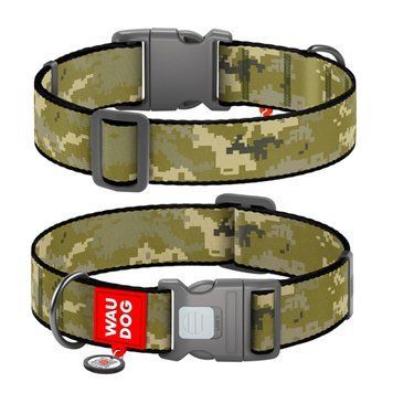 Ошейник для собак нейлоновый WAUDOG Nylon c QR паспортом, рисунок "Милитари", пластиковый фастекс, XXL, Ш 35 мм, Дл 46-70 см 284-4026 фото