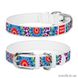 Ошейник для собак Collar WAU DOG Printed с рисунком "Цветы", размер XS (19-25 см/12 мм), натуральная кожа, белый 32583419 фото 1