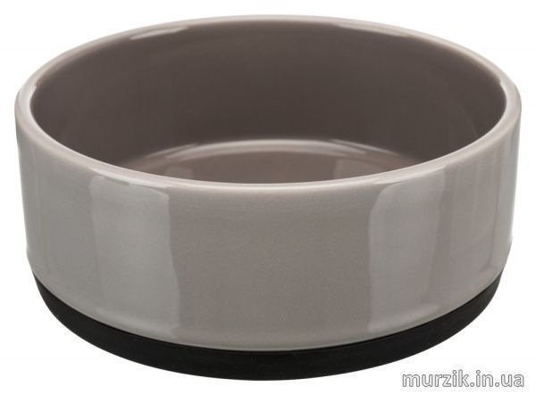 Миска "Trixie Ceramic Bowl", керамическая с резиновой кромкой,0.75л/16см,серая 42360675 фото