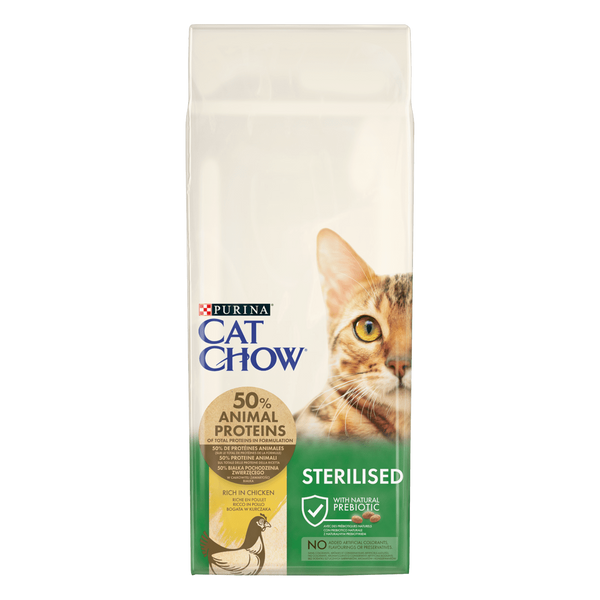 Сухий повнораціонний корм CAT CHOW Sterilised для дорослих стерилізованих кішок / кастрованих котів, з куркою, 15 кг 12251719 фото