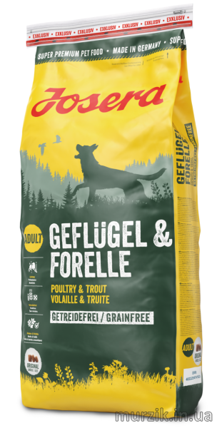 Josera (Йозера) Geflugel & Forelle (птиця, форель) беззерновий корм для дорослих собак 12,5 кг. 50012855 фото