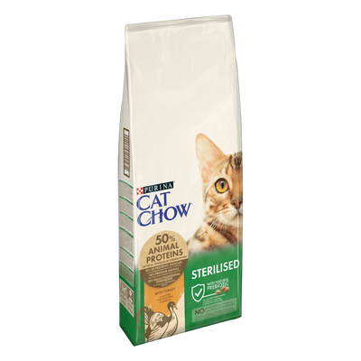 Сухий повнораціонний корм CAT CHOW® Sterilised для дорослих стерилізованих кішок / кастрованих котів, з індичкою, 1,5 кг 12471427 фото