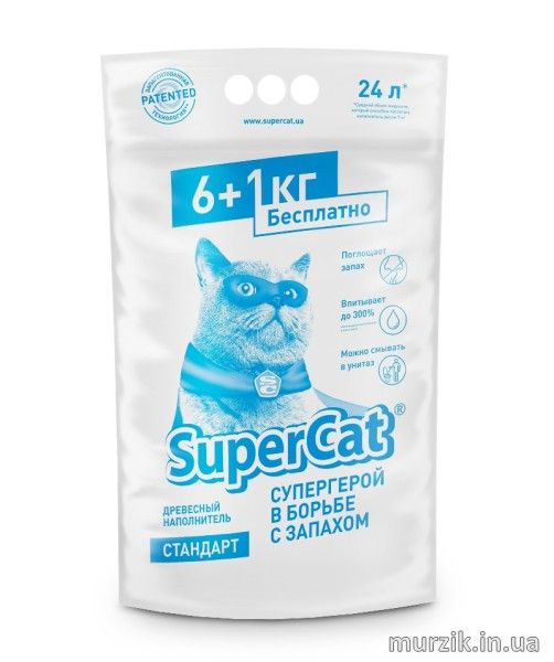 Наполнитель древесный Supercat Стандарт 6+1 кг. 8123798 фото