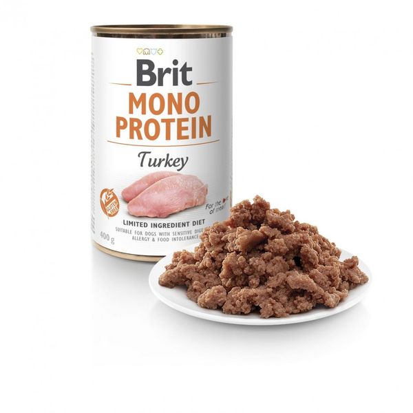 Влажный корм Brit Mono Protein Turkey для собак, с индейкой, 400 г 100060 фото