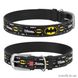 Ошейник для собак Collar WAU DOG Design DC Comics с рисунком "Бэтмен3", 21-29 см/12 мм, натуральная кожа, черный 41498589 фото 1