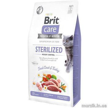 Сухий корм Brit Care Cat GF Sterilized Weight Control для стерилізованих котів з надмірною вагою, качка та індичка, 2 кг 171294 фото