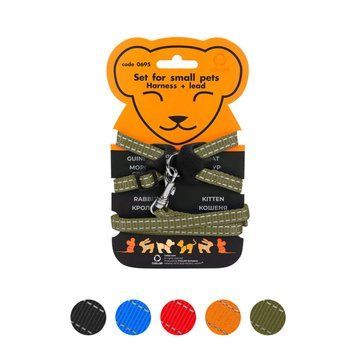 Шлея Dog Extreme нейлоновая на планшете для мор.свинок, декор.крыс (ширина 10мм, В:22-29см) хаки 06954 фото