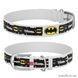 Ошейник для собак Collar WAU DOG Design DC Comics с рисунком "Бэтмен3", 21-29 см/12 мм, натуральная кожа, белый 41498590 фото 1