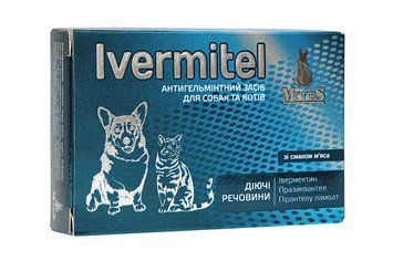 Івермітел (Ivermitel) антигельмінтні таблетки для собак зі смаком м&lsquo;яса 12 таб., MODES ЗС000343 фото
