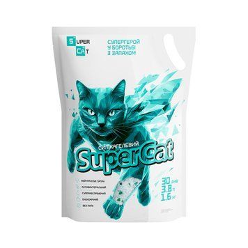 Силикагелевый наполнитель SuperCat для кошачьих туалетов, 1,6 кг / 3,8 л 3526 фото