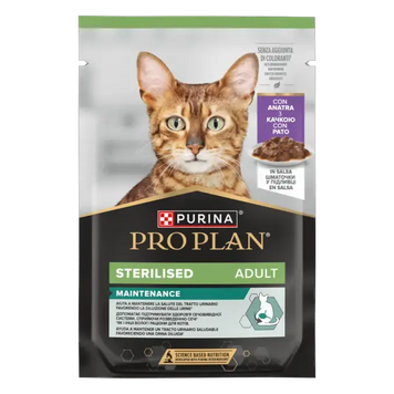 Вологий корм для дорослих стерилізованих котів Pro Plan, з качкою (пауч) 85 г. 618654648 фото