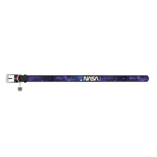 Нашийник для собак шкіряний WAUDOG Design з QR паспортом, малюнок "NASA21", XXS, Ш 12 мм, Д 18-24 см, чорний 3606-0148-01 фото
