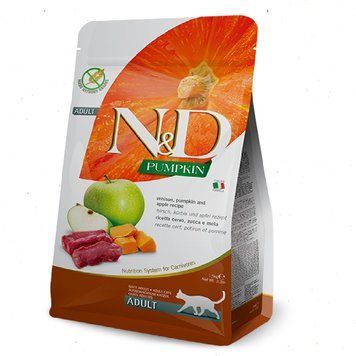 Фармина сухая N&D CAT PUMPKIN VENISON & APPLE ADULT с тыквой, олениной и яблоком 5 кг  36148 189 134 фото