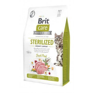 Сухий корм Brit Care Cat by Nutrition Sterilized Immunity Support для стерилізованих котів, зі свининою, 2 кг 172545 фото