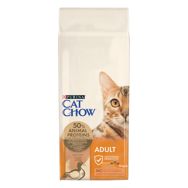 Сухий повнораціонний корм CAT CHOW для дорослих котів, з качкою, 15 кг 12293142 фото