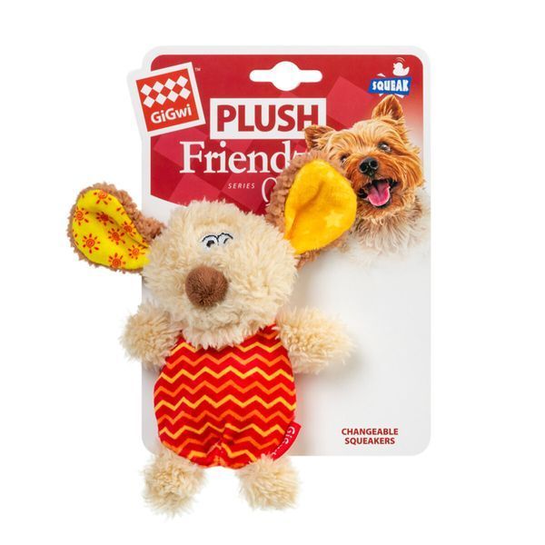 Іграшка для собак Собачка з пищалкою GiGwi Plush Friendz, текстиль, пластик, 13 см 75304 фото